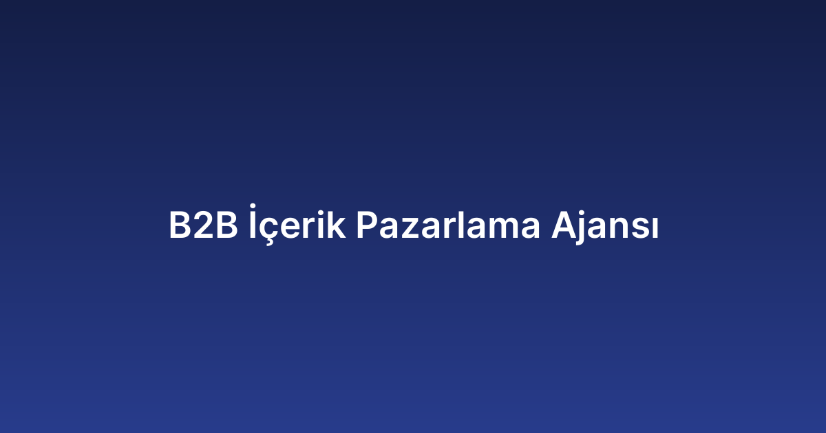 B2B İçerik Pazarlama Ajansı