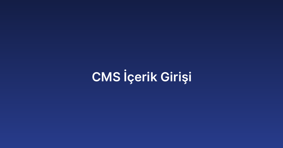 CMS İçerik Girişi