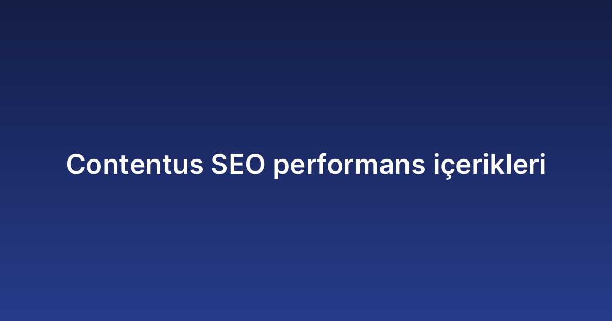 Contentus SEO performans içerikleri