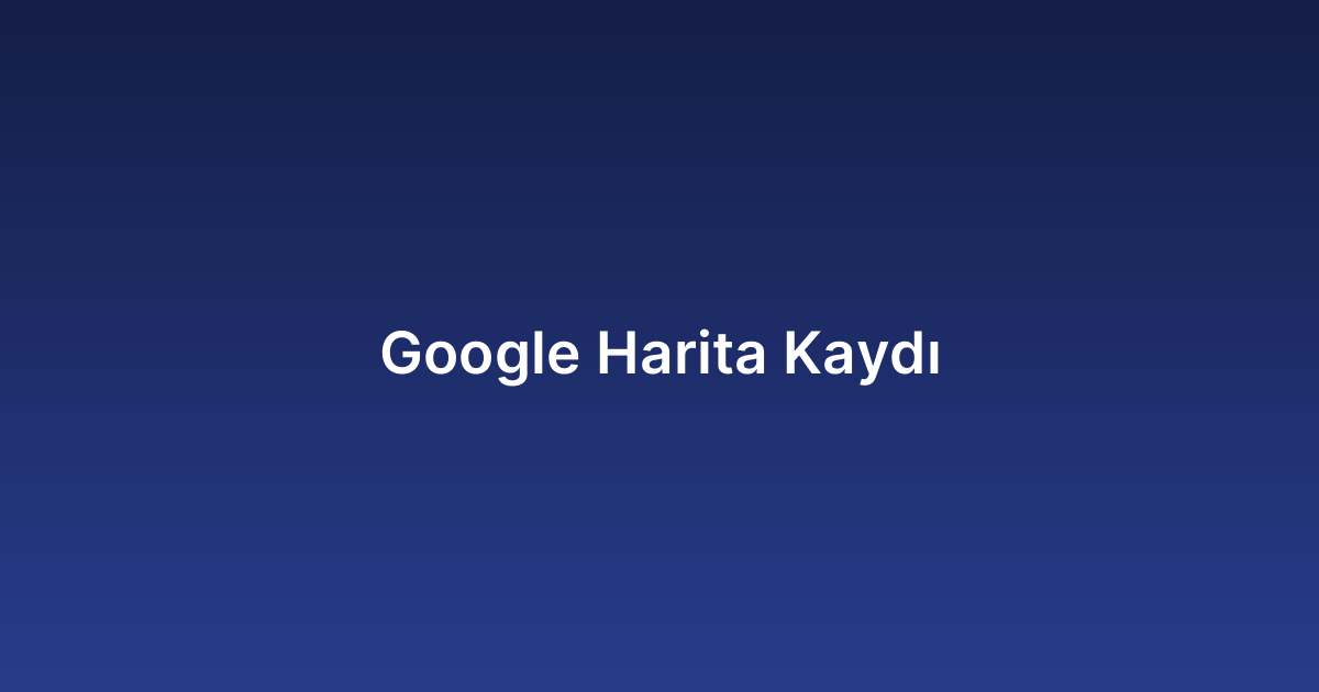 Google Harita Kaydı