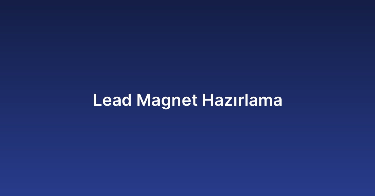 Lead Magnet Hazırlama