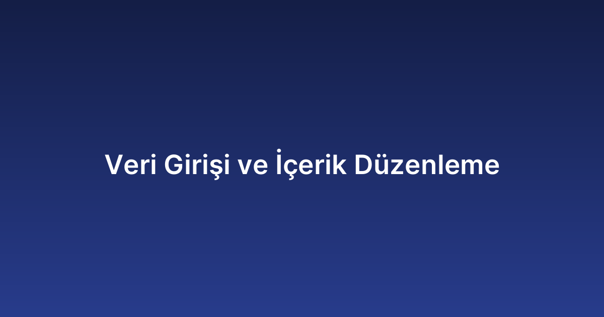 Veri Girişi ve İçerik Düzenleme