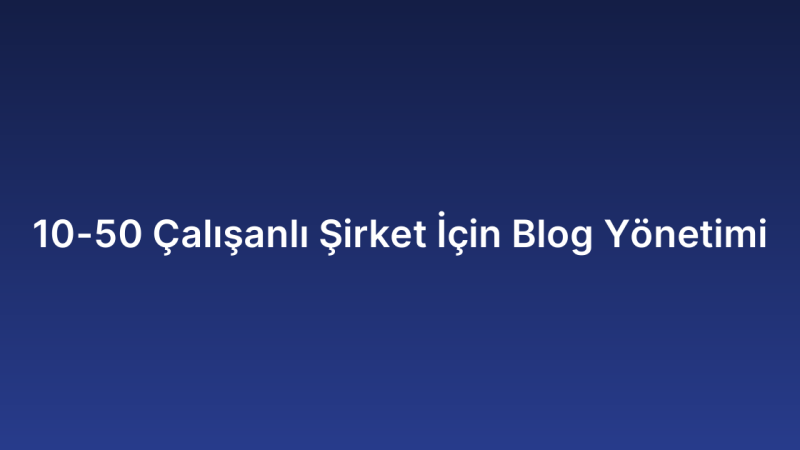 10-50 Çalışanlı Şirket İçin Blog Yönetimi
