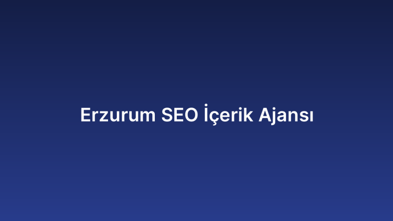 Erzurum SEO İçerik Ajansı