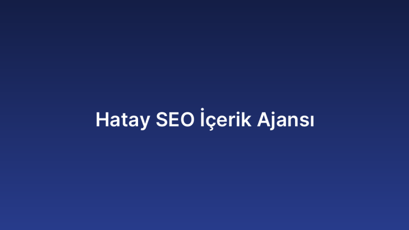 Hatay SEO İçerik Ajansı