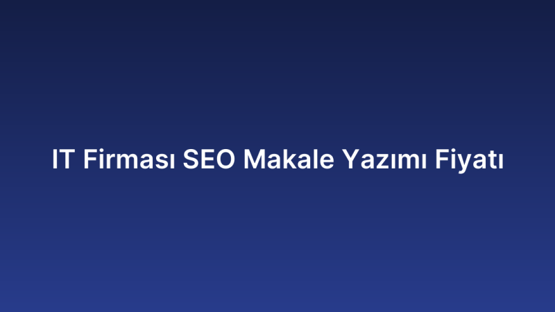 IT Firması SEO Makale Yazımı Fiyatı