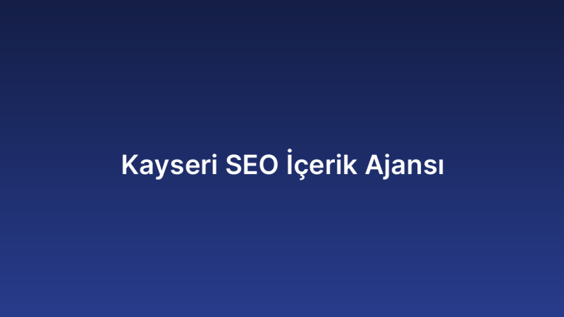 Kayseri SEO İçerik Ajansı