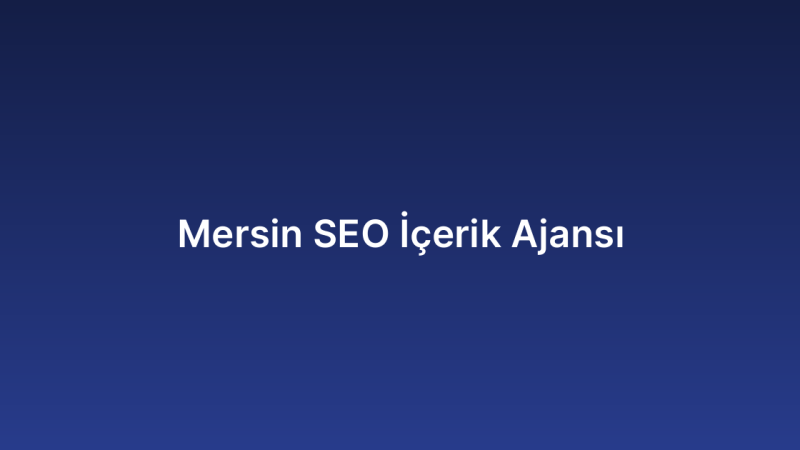 Mersin SEO İçerik Ajansı