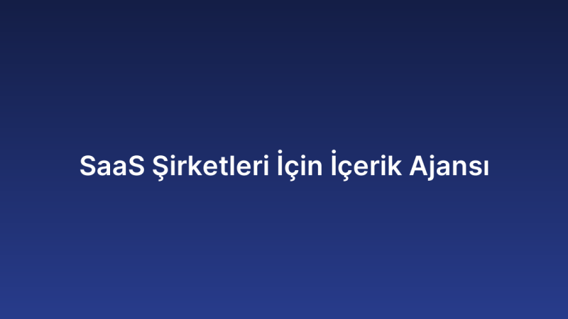 SaaS Şirketleri İçin İçerik Ajansı