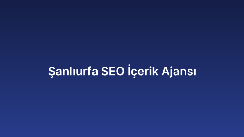 Şanlıurfa SEO İçerik Ajansı