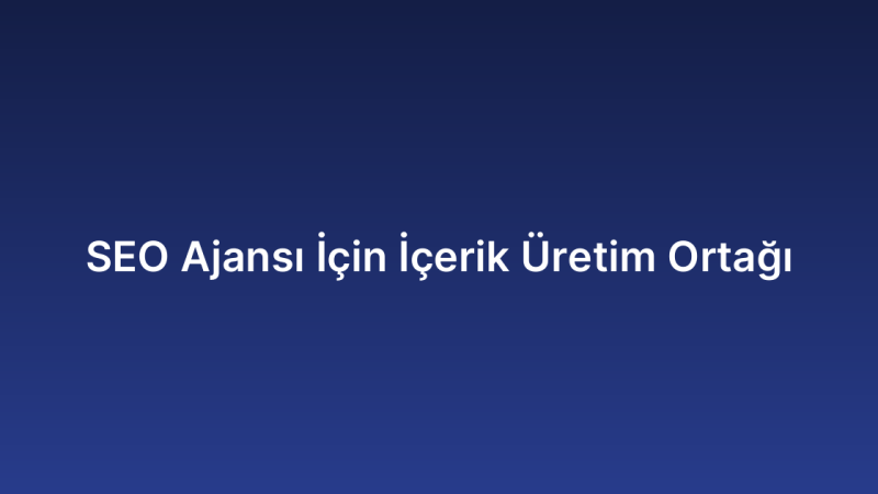 SEO Ajansı İçin İçerik Üretim Ortağı
