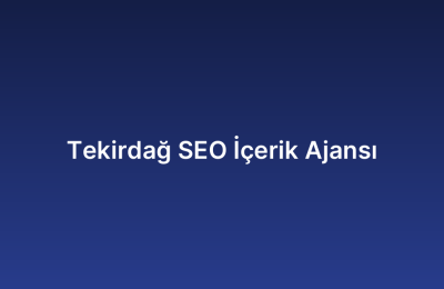 Tekirdağ SEO İçerik Ajansı