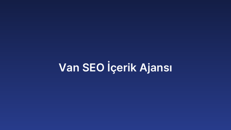Van SEO İçerik Ajansı